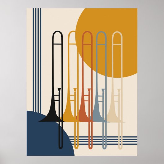 Minimalistische trombonekwartet | Midden-euwse mod Poster (Voorkant)