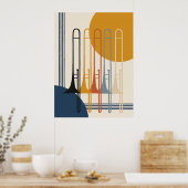 Minimalistische trombonekwartet | Midden-euwse mod Poster (Keuken)