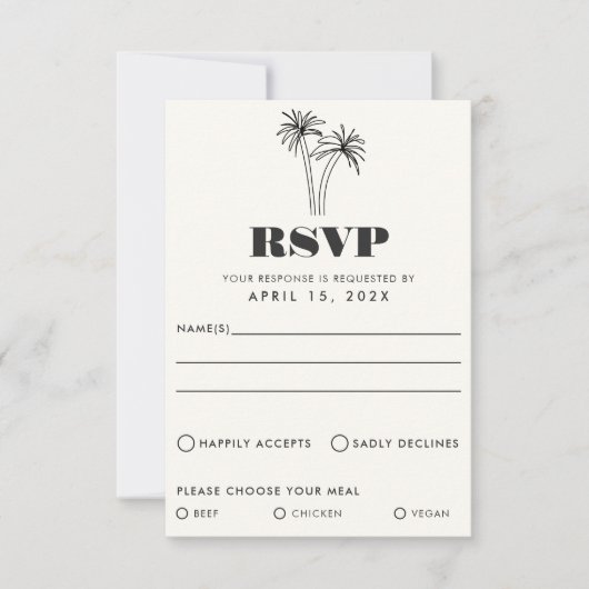 Minimalistische tropen bruiloft RSVP Kaart (Voorkant)