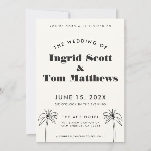 Minimalistische tropen bruiloft uitnodiging (Voorkant)