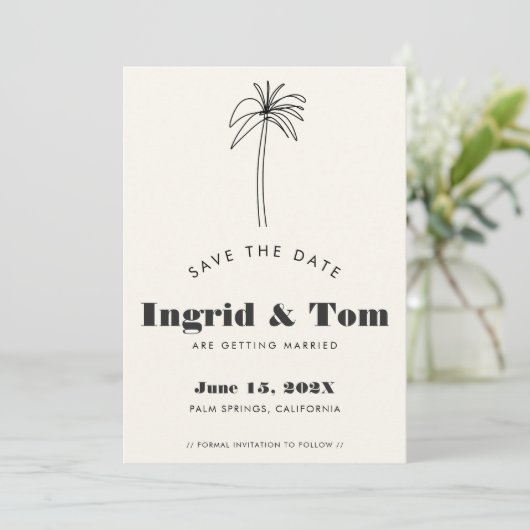 minimalistische tropen save the date (Staand voorkant)