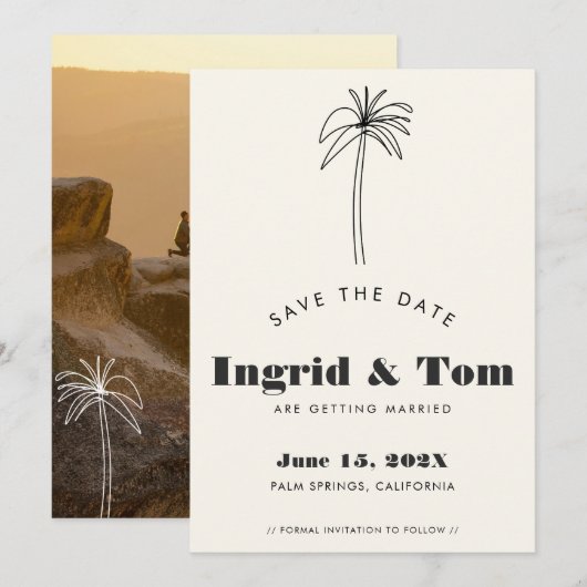 minimalistische tropen save the date (Voorkant / Achterkant)