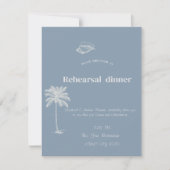 Minimalistische Tropische Bruiloft Stoffig Blauw Kaart (Voorkant)