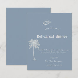 Minimalistische Tropische Bruiloft Stoffig Blauw Kaart