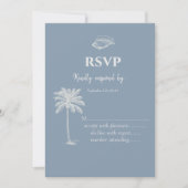 Minimalistische Tropische Bruiloft Stoffig Blauw R Kaart (Voorkant)