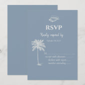 Minimalistische Tropische Bruiloft Stoffig Blauw R Kaart (Voorkant / Achterkant)