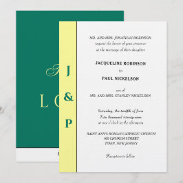 Minimalistische Tropische Gele Groene Monogram  Kaart