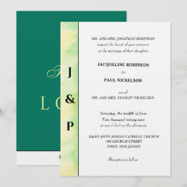 Minimalistische Tropische Groen Gele Monogram  Kaart
