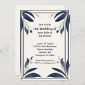 Minimalistische tropische huwelijksuitnodiging kaart (Voorkant / Achterkant)