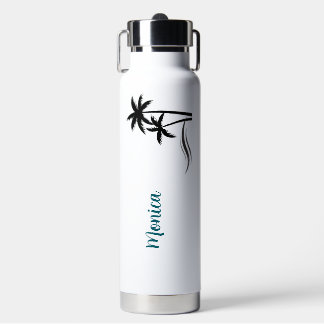 Minimalistische tropische palmbomen strand waterfles