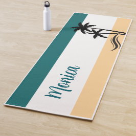 Minimalistische tropische palmbomenstrand yogamat