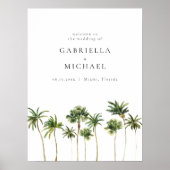 Minimalistische Tropische Palmboom Bruiloft Welkom Poster (Voorkant)
