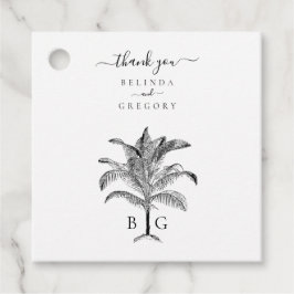 Minimalistische Tropische Palmboom Monogram Bruilo Bedankjes Labels