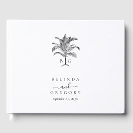 Minimalistische Tropische Palmboom Monogram Bruilo Gastenboek