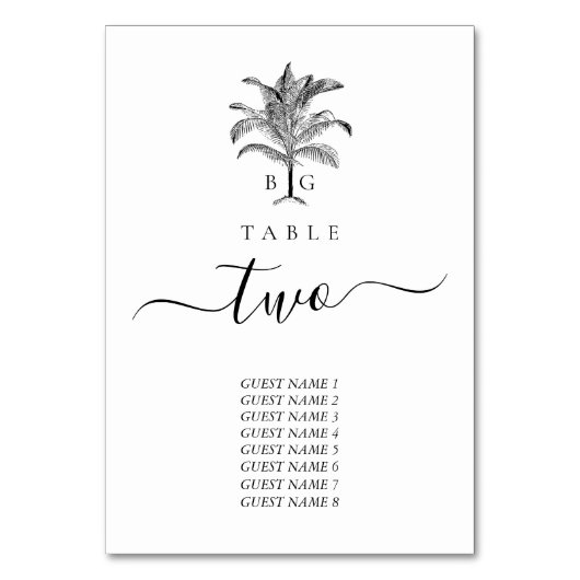 Minimalistische Tropische Palmboom Monogram Bruilo Kaart (Achterkant)