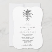Minimalistische Tropische Palmboom Monogram Bruilo Kaart (Voorkant)