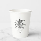Minimalistische Tropische Palmboom Monogram Bruilo Papieren Bekers (Voorkant)