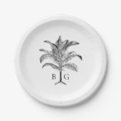 Minimalistische Tropische Palmboom Monogram Bruilo Papieren Bordje (Voorkant)