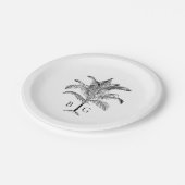 Minimalistische Tropische Palmboom Monogram Bruilo Papieren Bordje (Gekanteld)