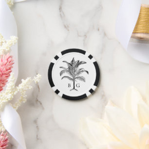 Minimalistische Tropische Palmboom Monogram Bruilo Poker Chips