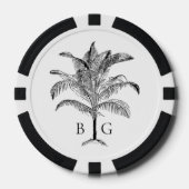 Minimalistische Tropische Palmboom Monogram Bruilo Poker Chips (Voorkant)