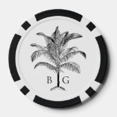 Minimalistische Tropische Palmboom Monogram Bruilo Poker Chips (Achterkant)
