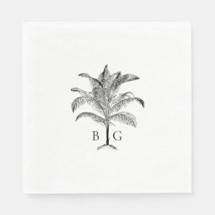 Minimalistische Tropische Palmboom Monogram Bruilo Servet