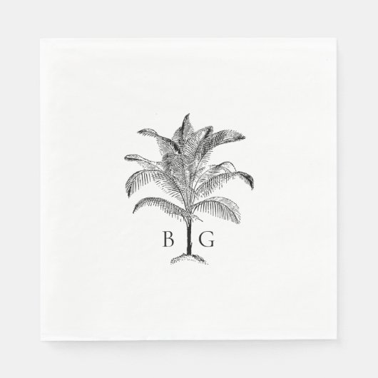Minimalistische Tropische Palmboom Monogram Bruilo Servet (Voorkant)