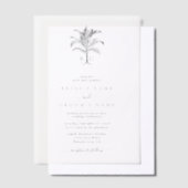 Minimalistische Tropische Palmboom Monogram Bruilo Vellum Uitnodigingen (Offset)