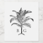 Minimalistische Tropische Palmboom Monogram Bruilo Wijn Etiket (Enkel label)