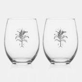 Minimalistische Tropische Palmboom Monogram Bruilo Wijnglas Zonder Voet (Achterkant)