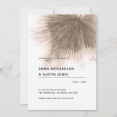 Minimalistische Tropische Roze Palm Leaf Bruiloft Kaart (Voorkant)