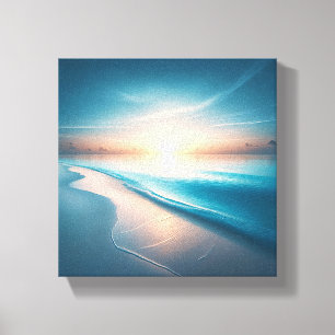 Minimalistische tropische zonsondergang boven rust canvas afdruk