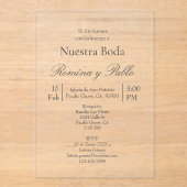 Minimalistische trouw-acryl uitnodiging (Voorkant)