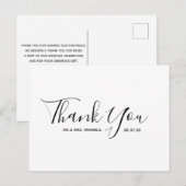 Minimalistische Trouw Dank Betuiging Calligrafie E Briefkaart (Voorkant / Achterkant)