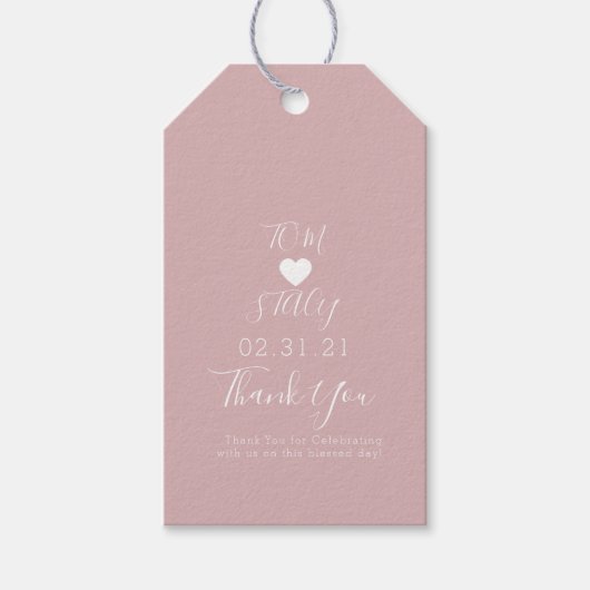 Minimalistische Trouw Dank Je Simpele Witte Hart Cadeaulabel (Voorkant)