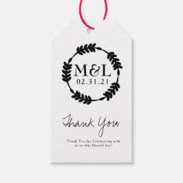 Minimalistische Trouw Dank Je Wel Kranige Krans Cadeaulabel