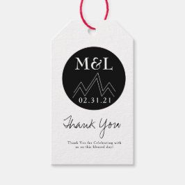 Minimalistische Trouw Dank Je Zwarte Witte Bergen Cadeaulabel