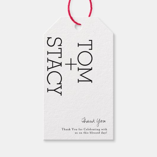 Minimalistische Trouw Dank Je Zwarte Witte Type Cadeaulabel (Voorkant)