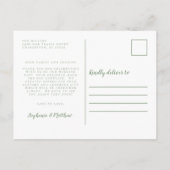 Minimalistische Trouw Dankbetuiging Saliegroen Briefkaart (Achterkant)