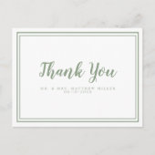 Minimalistische Trouw Dankbetuiging Saliegroen Briefkaart (Voorkant)