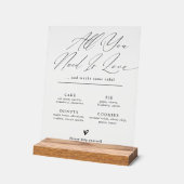 Minimalistische trouw dessertbar menu bord (Hoek)
