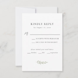 Minimalistische Trouw Elegante Moderne Groene Scri RSVP Kaartje