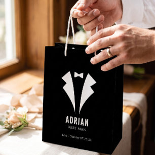 Minimalistische Trouw Getuige Naam Zwart Medium Cadeauzakje
