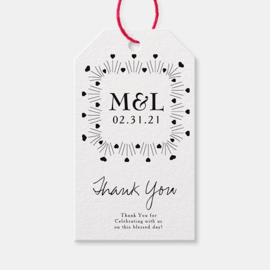 Minimalistische Trouw Hartelijkdank Hart Rand Logo Cadeaulabel (Voorkant)
