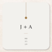 Minimalistische Trouw Monogram Papier Onderzetter (Voorkant)