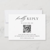 Minimalistische Trouw-QR-code-reactiekaart RSVP Kaartje (Voorkant)