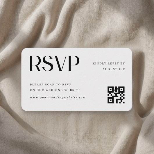 Minimalistische trouw-QR-code RSVP Informatiekaartje