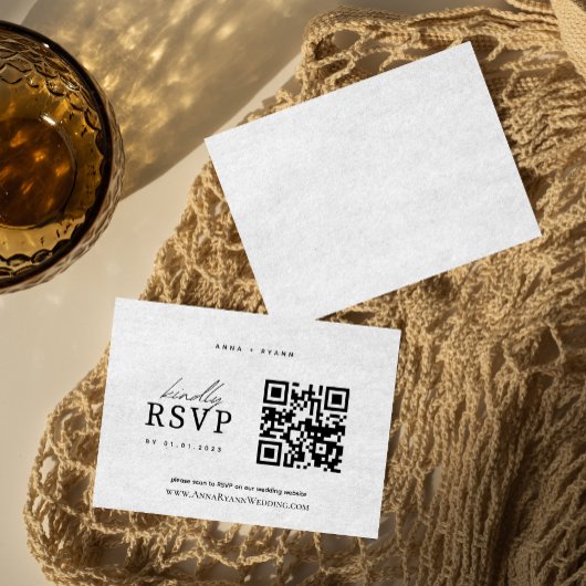 Minimalistische trouw-RSJP met QR-code Informatiekaartje