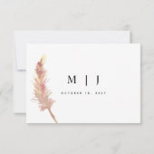 Minimalistische Trouw RSVP kaart met Blush Pampas (Achterkant)